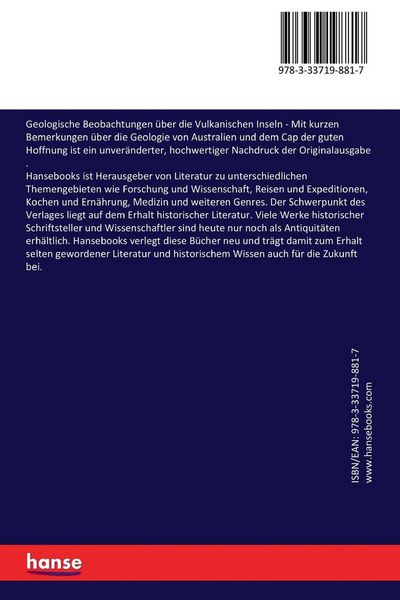 Produktbild: Geologische Beobachtungen &uuml;ber die Vulkanischen Inseln