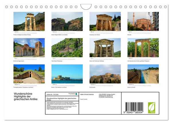 Produktbild: Wundersch&ouml;ne Highlights der griechischen Antike (Wandkalender 2026 DIN A4 quer), CALVENDO Monatskalender