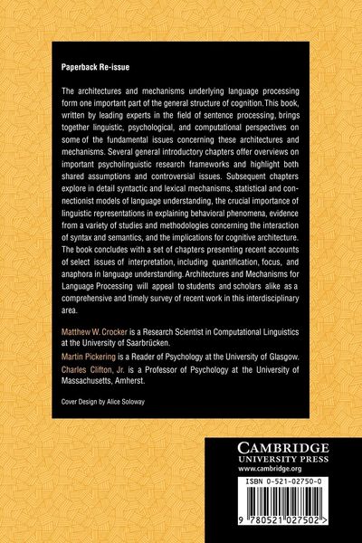 Produktbild: Architectures and Mechanisms for Language Processing