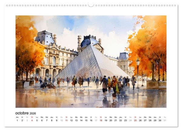 Produktbild: Paris, ville d'amour (Calendrier mural 2026 DIN A2 vertical) calendrier de bureau