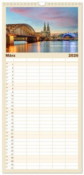 Produktbild: Familienplaner 2026 - Wundersch&ouml;nes K&ouml;ln mit 5 Spalten (Wandkalender, 21 x 45 cm) CALVENDO