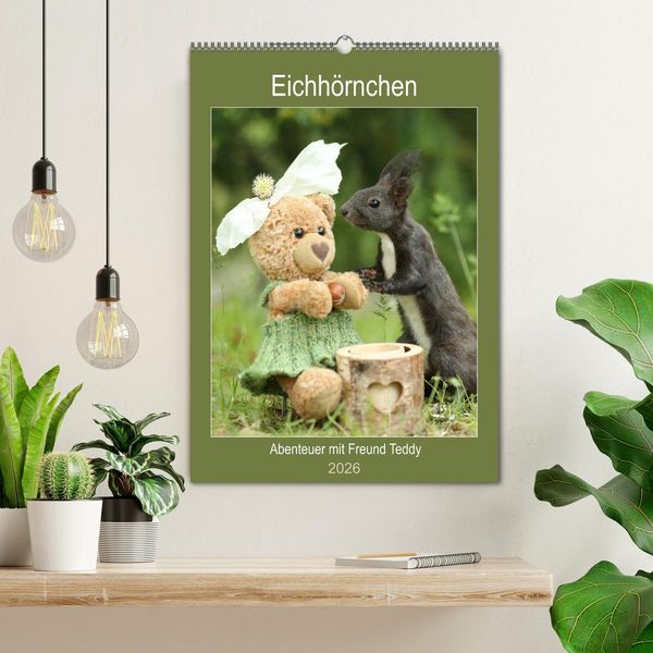 Produktbild: Eichh&ouml;rnchen - Abenteuer mit Freund Teddy (Wandkalender 2026 DIN A2 hoch), CALVENDO Monatskalender