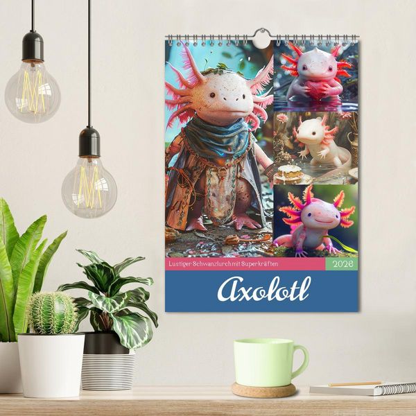 Produktbild: Axolotl. Lustiger Schwanzlurch mit Superkr&auml;ften (Wandkalender 2026 DIN A4 hoch), CALVENDO Monatskalender