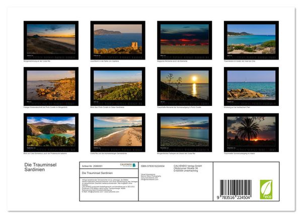 Produktbild: Die Trauminsel Sardinien (Wandkalender 2026 DIN A4 quer), CALVENDO Monatskalender