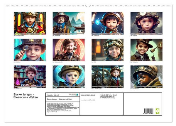 Produktbild: Starke Jungen - Steampunk Welten (Wandkalender 2026 DIN A2 quer), CALVENDO Monatskalender