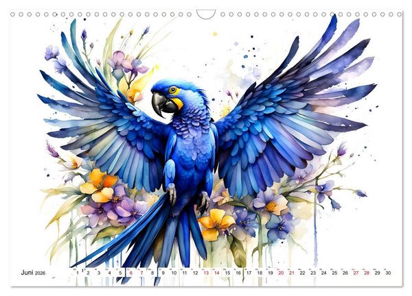 Produktbild: Papageien - Fliegende Edelsteine (Wandkalender 2026 DIN A3 quer), CALVENDO Monatskalender