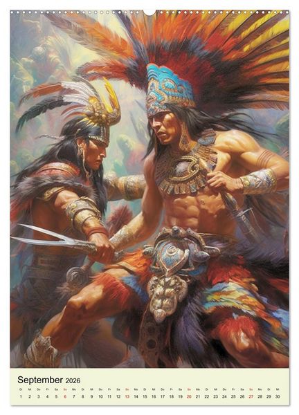 Produktbild: Fantasy-Azteken. Mesoamerikanische Krieger einer Hochkultur (hochwertiger Premium Wandkalender 2026 DIN A2 hoch), Kunstdruck in Hochglanz