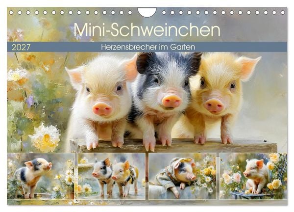 Produktbild: Mini-Schweinchen. Herzensbrecher im Garten (Wandkalender 2027 DIN A4 quer), CALVENDO Monatskalender