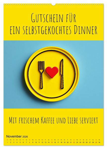 Produktbild: Gutscheinkalender - Gutschein Karten als Geschenk der Liebe (hochwertiger Premium Wandkalender 2026 DIN A2 hoch), Kunstdruck in Hochglanz