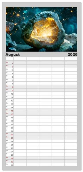 Produktbild: Familienplaner 2026 - Zwischen Sternenstaub und Stille mit 5 Spalten (Wandkalender, 21 x 45 cm) CALVENDO