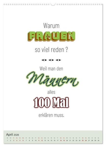 Produktbild: Was Mann &uuml;ber Frau wissen sollte und umgekehrt ... (hochwertiger Premium Wandkalender 2026 DIN A2 hoch), Kunstdruck in Hochglanz