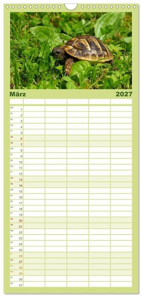 Produktbild: Familienplaner 2027 - Das Leben der Schildkr&ouml;ten mit 5 Spalten (Wandkalender, 21 x 45 cm) CALVENDO