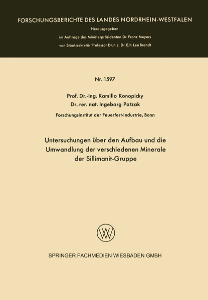 Produktbild: Untersuchungen &uuml;ber den Aufbau und die Umwandlung der verschiedenen Minerale der Sillimanit-Gruppe