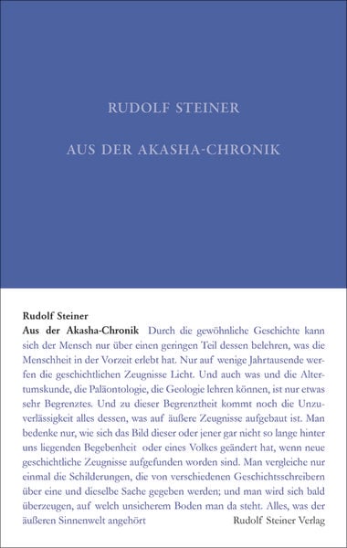 Aus der Akasha-Chronik, Gebundene Ausgabe von Rudolf Steiner, Rudolf Steiner, 978-3-7274-0111-4