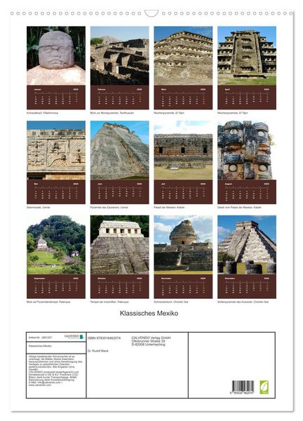 Produktbild: Klassisches Mexiko (Wandkalender 2026 DIN A2 hoch), CALVENDO Monatskalender