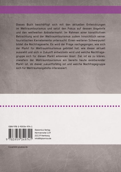 Produktbild: Zukunftsmarkt Weltraumtourismus. Urlaub im All