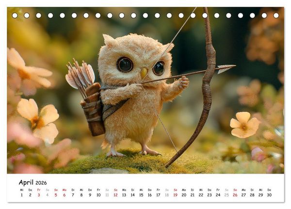 Produktbild: Eulen im Wald - Die geheimen Jobs und Aufgaben (Tischkalender 2026 DIN A5 quer), CALVENDO Monatskalender