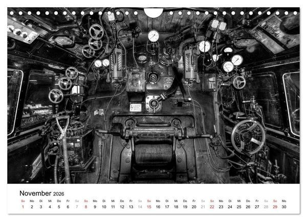 Produktbild: Unter Dampf - Eisenbahnromantik in schwarz-wei&szlig; (Wandkalender 2026 DIN A4 quer), CALVENDO Monatskalender