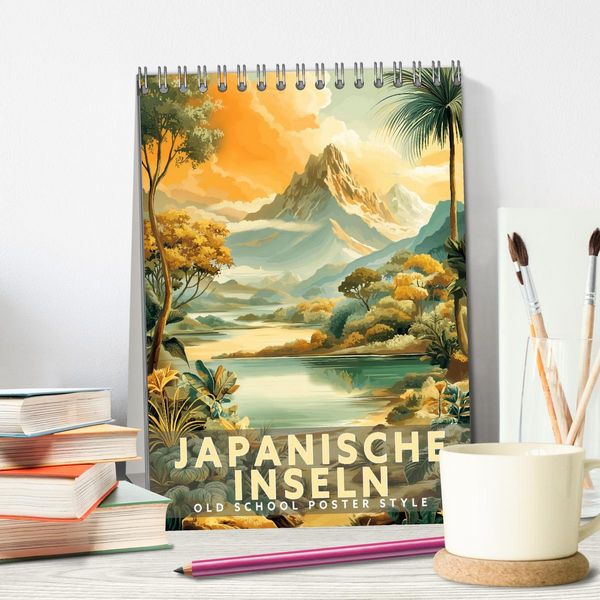 Produktbild: Japanische Inseln - Old School Poster Style (Tischkalender 2027 DIN A5 hoch), CALVENDO Monatskalender