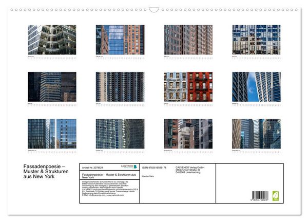 Produktbild: Fassadenpoesie &ndash; Muster & Strukturen aus New York (Wandkalender 2026 DIN A2 quer), CALVENDO Monatskalender