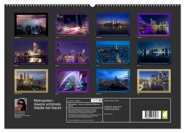 Produktbild: Metropolen - Asiens sch&ouml;nste St&auml;dte bei Nacht (hochwertiger Premium Wandkalender 2026 DIN A2 quer), Kunstdruck in Hochglanz