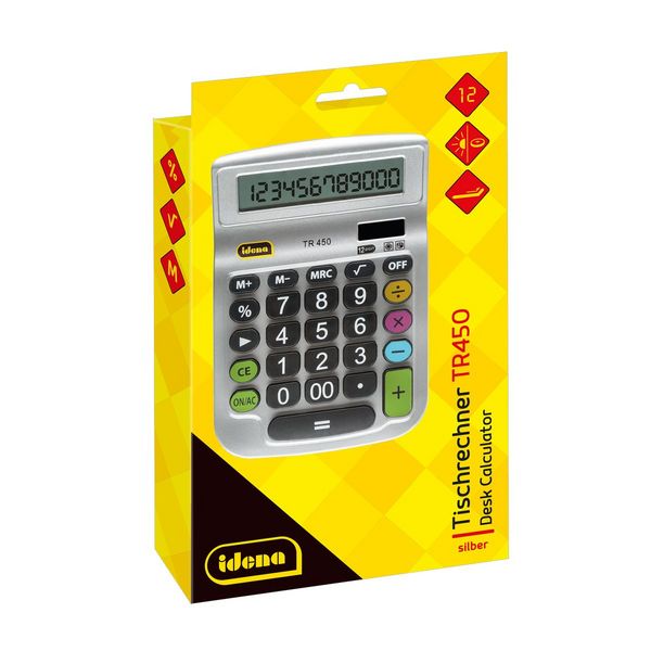 Produktbild: Idena Tischrechner TR450 12-stelliges Display grau
