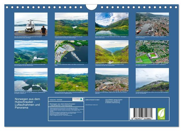 Produktbild: Norwegen aus dem Hubschrauber - Luftaufnahmen und Panorama (Wandkalender 2026 DIN A4 quer), CALVENDO Monatskalender