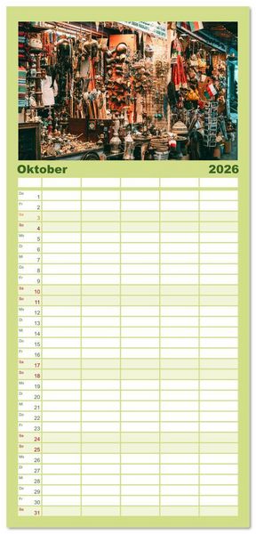 Produktbild: Familienplaner 2026 - OMAN - Orientperle mit 5 Spalten (Wandkalender, 21 x 45 cm) CALVENDO