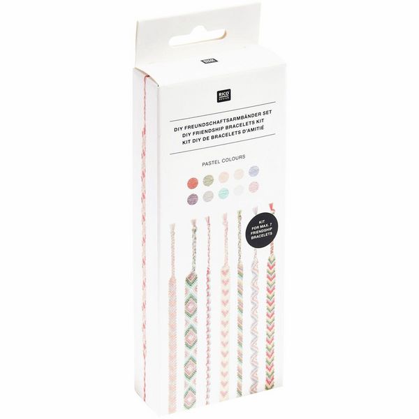 Produktbild: DIY Freundschaftsarmb&auml;nder Set, Pastel Colours,10 x 8 m Stickgarn in 10 verschiedenen Farben, 100 % Baumwolle, Neon 100% Polyester