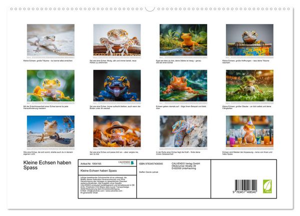 Produktbild: Kleine Echsen haben Spass (hochwertiger Premium Wandkalender 2026 DIN A2 quer), Kunstdruck in Hochglanz