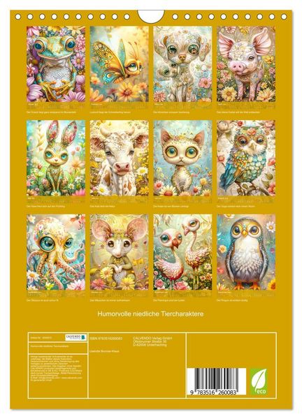 Produktbild: Humorvolle niedliche Tiercharaktere (Wandkalender 2026 DIN A4 hoch), CALVENDO Monatskalender
