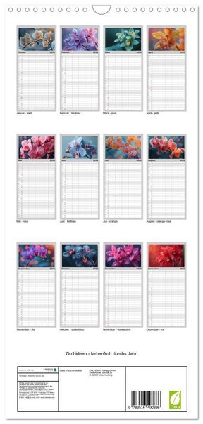 Produktbild: Familienplaner 2026 - Orchideen - farbenfroh durchs Jahr mit 5 Spalten (Wandkalender, 21 x 45 cm) CALVENDO