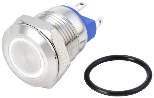 TRU COMPONENTS TC-10090908 GQ12-AF-10E/J/W/24V/S Vandalismusgeschützter Druckschalter 48 V/DC 2 A 1 x Aus/(Ein) tastend Weiß IP67 1 St.