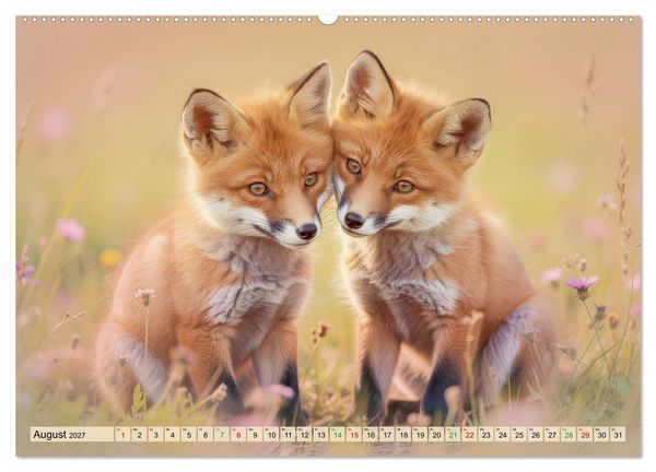 Produktbild: F&uuml;chse in Pastellfarben (Wandkalender 2027 DIN A2 quer), CALVENDO Monatskalender