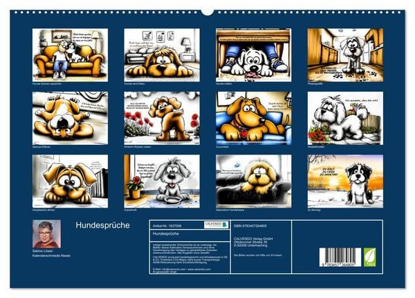 Produktbild: Hundespr&uuml;che (hochwertiger Premium Wandkalender 2026 DIN A2 quer), Kunstdruck in Hochglanz