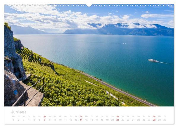 Produktbild: GENFER SEE Das Schweizer Ufer (hochwertiger Premium Wandkalender 2026 DIN A2 quer), Kunstdruck in Hochglanz