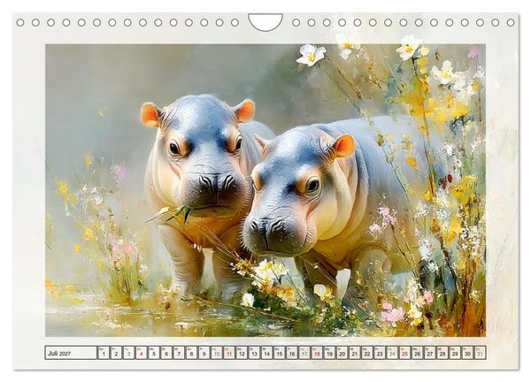 Produktbild: Zwergflusspferde. Kleine Hippos im Sumpfgebiet (Wandkalender 2027 DIN A4 quer), CALVENDO Monatskalender