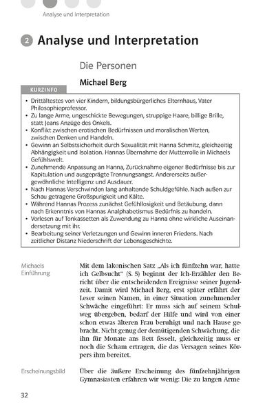 Produktbild: Lekt&uuml;rehilfen Bernhard Schlink "Der Vorleser"