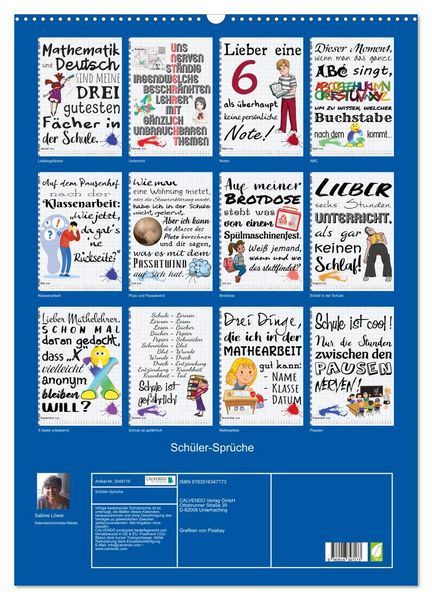 Produktbild: Sch&uuml;ler-Spr&uuml;che (Wandkalender 2026 DIN A2 hoch), CALVENDO Monatskalender