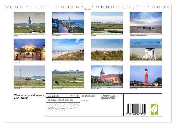 Produktbild: Wangerooge - Momente einer Reise (Wandkalender 2027 DIN A4 quer), CALVENDO Monatskalender
