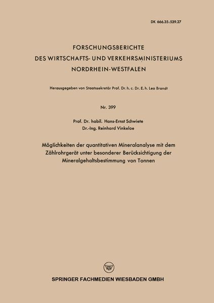 Produktbild: M&ouml;glichkeiten der quantitativen Mineralanalyse mit dem Z&auml;hlrohrger&auml;t unter besonderer Ber&uuml;cksichtigung der Mineralgehaltsbestimmung von Tonnen