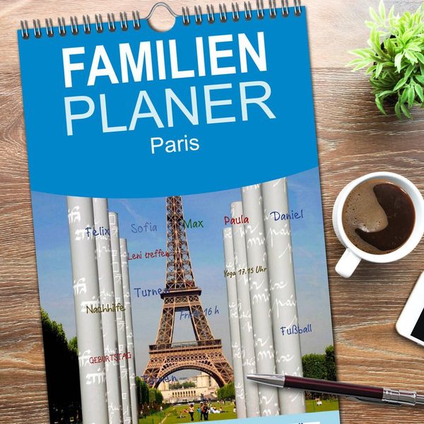Produktbild: Familienplaner 2026 - Paris mit 5 Spalten (Wandkalender, 21 x 45 cm) CALVENDO