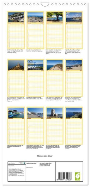Produktbild: Familienplaner 2027 - Reisen ans Meer mit 5 Spalten (Wandkalender, 21 x 45 cm) CALVENDO