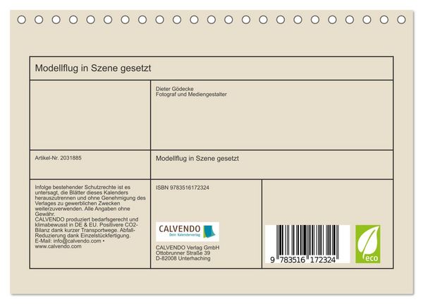 Produktbild: Modellflug in Szene gesetzt (Tischkalender 2026 DIN A5 quer), CALVENDO Monatskalender
