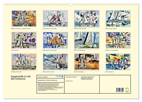 Produktbild: Segelschiffe im Stil des Kubismus (Wandkalender 2027 DIN A2 quer), CALVENDO Monatskalender