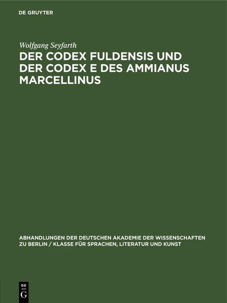 Produktbild: Der Codex Fuldensis und der Codex E des Ammianus Marcellinus