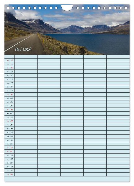 Produktbild: Island Familienplaner (Wandkalender 2026 DIN A4 hoch), CALVENDO Monatskalender