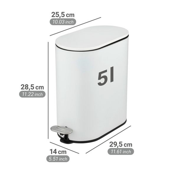 Produktbild: Kosmetikeimer Mod. Collungo, wei&szlig;, Stahl/Kunststoff, 5L, Easy-Close, mit herausnehmbarem