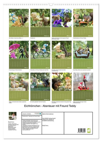 Produktbild: Eichh&ouml;rnchen - Abenteuer mit Freund Teddy (Wandkalender 2026 DIN A2 hoch), CALVENDO Monatskalender