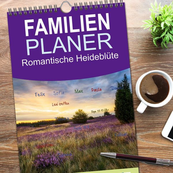 Produktbild: Familienplaner 2026 - Romantische Heidebl&uuml;te mit 5 Spalten (Wandkalender, 21 x 45 cm) CALVENDO